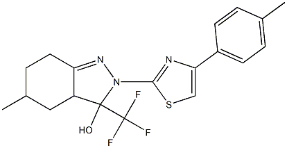 5-METHYL-2-[4-(4-METHYLPHENYL)-1,3-THIAZOL-2-YL]-3-(TRIFLUOROMETHYL)-3,3A,4,5,6,7-HEXAHYDRO-2H-INDAZOL-3-OL Struktur