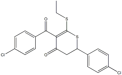 5-(4-CHLOROBENZOYL)-2-(4-CHLOROPHENYL)-6-ETHYLSULFANYL-2,3-DIHYDROTHIOPYRAN-4-ONE Struktur