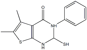 2-MERCAPTO-5,6-DIMETHYL-3-PHENYL-3LAMBDA5-THIENO[2,3-D]PYRIMIDIN-4(1H)-ONE Struktur