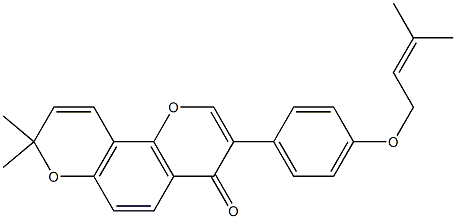 8,8-DIMETHYL-3-[4-(3-METHYLBUT-2-ENYLOXY)-PHENYL]-8H-PYRANO[2,3-F]CHROMEN-4-ONE Struktur