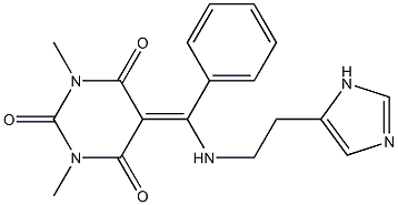 5-[{[2-(1H-IMIDAZOL-5-YL)ETHYL]AMINO}(PHENYL)METHYLENE]-1,3-DIMETHYLPYRIMIDINE-2,4,6(1H,3H,5H)-TRIONE Struktur