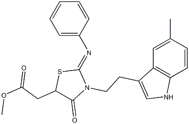 METHYL 2-[3-[2-(5-METHYL-1H-INDOL-3-YL)ETHYL]-4-OXO-2-(PHENYLIMINO)-1,3-THIAZOLIDIN-5-YL]ACETATE Struktur