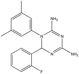 1-(3,5-DIMETHYL-PHENYL)-6-(2-FLUORO-PHENYL)-1,6-DIHYDRO-[1,3,5]TRIAZINE-2,4-DIAMINE Struktur