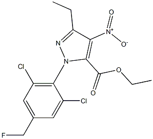 1-[2,6-DICHLORO-4-(FLUOROMETHYL)PHENYL]-3-ETHYL-4-NITRO-1H-PYRAZOLE-5-CARBOXYLIC ACID ETHYL ESTER Struktur