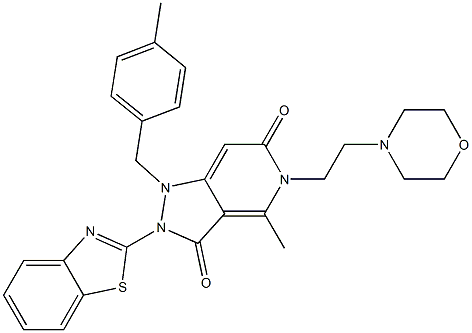 2-(BENZO[D]THIAZOL-2-YL)-4-METHYL-1-(4-METHYLBENZYL)-5-(2-MORPHOLINOETHYL)-1,2-DIHYDRO-5H-PYRAZOLO[4,3-C]PYRIDINE-3,6-DIONE Struktur