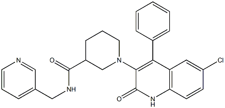 1-(6-CHLORO-2-OXO-4-PHENYL-1,2-DIHYDRO-3-QUINOLINYL)-N-(3-PYRIDINYLMETHYL)-3-PIPERIDINECARBOXAMIDE Struktur