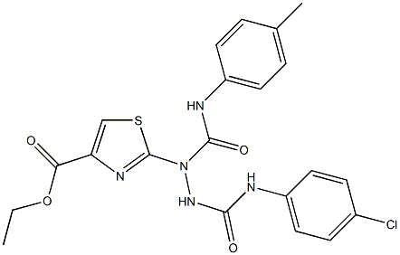 ETHYL 2-[2-[(4-CHLOROANILINO)CARBONYL]-1-(4-TOLUIDINOCARBONYL)HYDRAZINO]-1,3-THIAZOLE-4-CARBOXYLATE Struktur