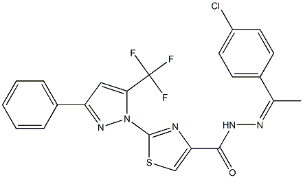 N'-[(1Z)-1-(4-CHLOROPHENYL)ETHYLIDENE]-2-[3-PHENYL-5-(TRIFLUOROMETHYL)-1H-PYRAZOL-1-YL]-1,3-THIAZOLE-4-CARBOHYDRAZIDE Struktur