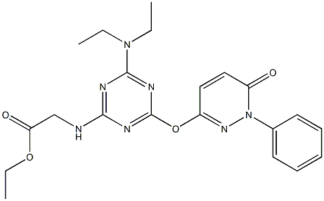 ETHYL 2-({4-(DIETHYLAMINO)-6-[(6-OXO-1-PHENYL-1,6-DIHYDRO-3-PYRIDAZINYL)OXY]-1,3,5-TRIAZIN-2-YL}AMINO)ACETATE Struktur