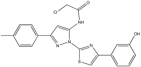 2-CHLORO-N-[1-[4-(3-HYDROXYPHENYL)-1,3-THIAZOL-2-YL]-3-(4-METHYLPHENYL)-1H-PYRAZOL-5-YL]ACETAMIDE Struktur