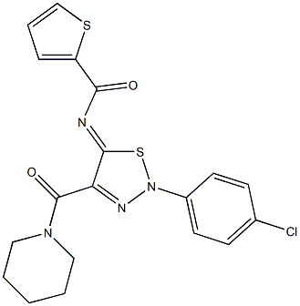 N-[(5Z)-2-(4-CHLOROPHENYL)-4-(PIPERIDIN-1-YLCARBONYL)-1,2,3-THIADIAZOL-5(2H)-YLIDENE]THIOPHENE-2-CARBOXAMIDE Struktur