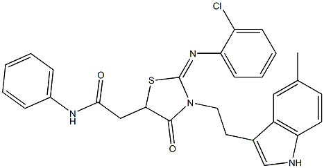 (E)-2-(2-(2-CHLOROPHENYLIMINO)-3-(2-(5-METHYL-1H-INDOL-3-YL)ETHYL)-4-OXOTHIAZOLIDIN-5-YL)-N-PHENYLACETAMIDE Struktur