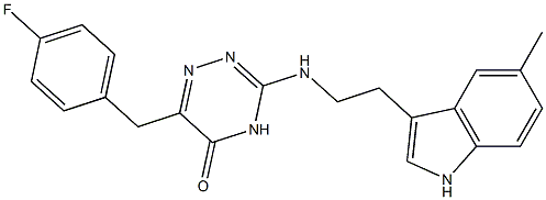 6-(4-FLUOROBENZYL)-3-{[2-(5-METHYL-1H-INDOL-3-YL)ETHYL]AMINO}-1,2,4-TRIAZIN-5(4H)-ONE Struktur