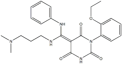 (Z)-5-((3-(DIMETHYLAMINO)PROPYLAMINO)(PHENYLAMINO)METHYLENE)-1-(2-ETHOXYPHENYL)PYRIMIDINE-2,4,6(1H,3H,5H)-TRIONE Struktur