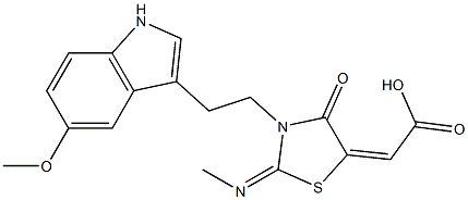 (2E)-[(2E)-3-[2-(5-METHOXY-1H-INDOL-3-YL)ETHYL]-2-(METHYLIMINO)-4-OXO-1,3-THIAZOLIDIN-5-YLIDENE]ACETIC ACID Struktur