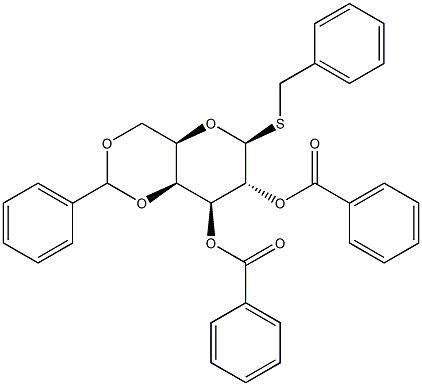 BENZY 2,3-DI-O-BENZOYL-4,6-O-BENZYLIDENE-1-THIO-BETA-D-GALACTOPYRANOSIDE Struktur