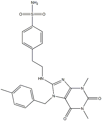 4-(2-{[1,3-DIMETHYL-7-(4-METHYLBENZYL)-2,6-DIOXO-2,3,6,7-TETRAHYDRO-1H-PURIN-8-YL]AMINO}ETHYL)BENZENESULFONAMIDE Struktur