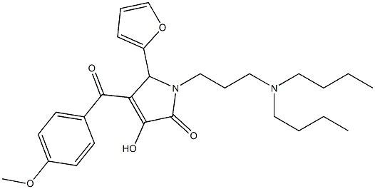 1-[3-(DIBUTYLAMINO)PROPYL]-5-(2-FURYL)-3-HYDROXY-4-(4-METHOXYBENZOYL)-1,5-DIHYDRO-2H-PYRROL-2-ONE Struktur