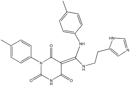 (5Z)-5-{{[2-(1H-IMIDAZOL-5-YL)ETHYL]AMINO}[(4-METHYLPHENYL)AMINO]METHYLENE}-1-(4-METHYLPHENYL)PYRIMIDINE-2,4,6(1H,3H,5H)-TRIONE Struktur