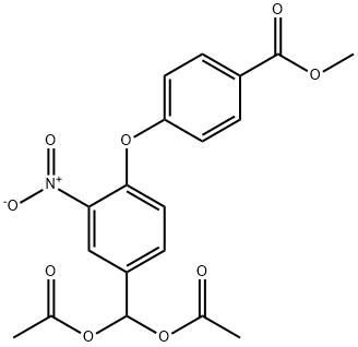 METHYL 4-(4-[BIS(ACETYLOXY)METHYL]-2-NITROPHENOXY)BENZENECARBOXYLATE Struktur