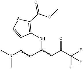 METHYL 3-(((Z)-1-[(E)-2-(DIMETHYLAMINO)ETHENYL]-4,4,4-TRIFLUORO-3-OXO-1-BUTENYL)AMINO)-2-THIOPHENECARBOXYLATE Struktur