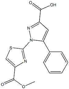 1-[4-(METHOXYCARBONYL)-1,3-THIAZOL-2-YL]-5-PHENYL-1H-PYRAZOLE-3-CARBOXYLIC ACID Struktur