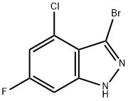 3-BROMO-4-CHLORO-6-FLUORO-(1H)INDAZOLE Struktur