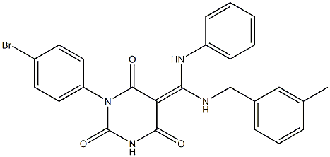 (Z)-1-(4-BROMOPHENYL)-5-((3-METHYLBENZYLAMINO)(PHENYLAMINO)METHYLENE)PYRIMIDINE-2,4,6(1H,3H,5H)-TRIONE Struktur