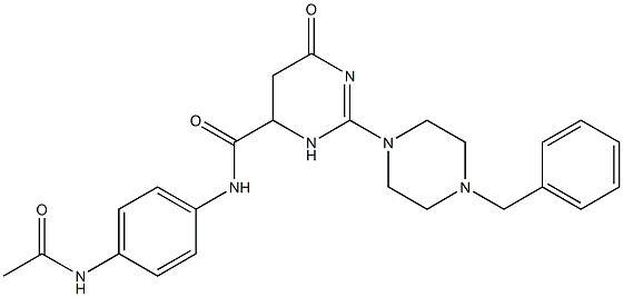 N-(4-ACETAMIDOPHENYL)-2-(4-BENZYLPIPERAZIN-1-YL)-6-OXO-3,4,5,6-TETRAHYDROPYRIMIDINE-4-CARBOXAMIDE Struktur