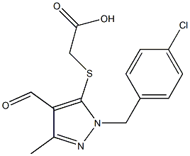 [[1-(4-CHLOROBENZYL)-4-FORMYL-3-METHYL-1H-PYRAZOL-5-YL]THIO]ACETIC ACID Struktur