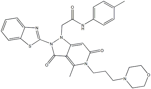 2-(2-(BENZO[D]THIAZOL-2-YL)-4-METHYL-5-(3-MORPHOLINOPROPYL)-3,6-DIOXO-2,3,5,6-TETRAHYDROPYRAZOLO[4,3-C]PYRIDIN-1-YL)-N-P-TOLYLACETAMIDE Struktur