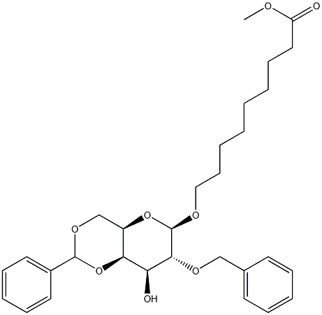 8-METHOXYCARBONYLOCT-1-YL 2-O-BENZYL-4,6-O-BENZYLIDENE-BETA-D-GALACTOPYRANOSIDE Struktur