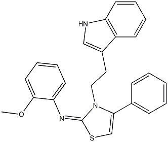 N-[(2E)-3-[2-(1H-INDOL-3-YL)ETHYL]-4-PHENYL-1,3-THIAZOL-2(3H)-YLIDENE]-N-(2-METHOXYPHENYL)AMINE Struktur