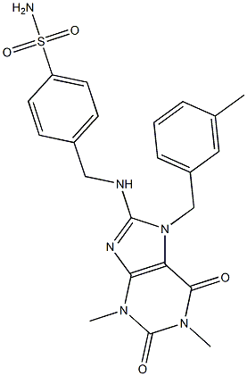 4-{[(7-(3-METHYLBENZYL)-1,3-DIMETHYL-2,6-DIOXO-2,3,6,7-TETRAHYDRO-1H-PURIN-8-YL)AMINO]METHYL}BENZENESULFONAMIDE Struktur