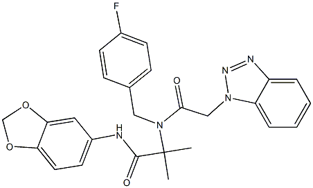 N-(1,3-BENZODIOXOL-5-YL)-2-[[2-(1H-1,2,3-BENZOTRIAZOL-1-YL)ACETYL](4-FLUOROBENZYL)AMINO]-2-METHYLPROPANAMIDE Struktur