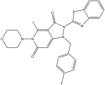 2-(1,3-BENZOTHIAZOL-2-YL)-1-(4-FLUOROBENZYL)-4-METHYL-5-(4-MORPHOLINYL)-1H-PYRAZOLO[4,3-C]PYRIDINE-3,6(2H,5H)-DIONE Struktur