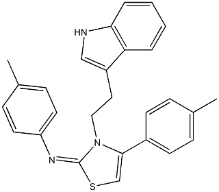 N-[(2E)-3-[2-(1H-INDOL-3-YL)ETHYL]-4-(4-METHYLPHENYL)-1,3-THIAZOL-2(3H)-YLIDENE]-N-(4-METHYLPHENYL)AMINE Struktur