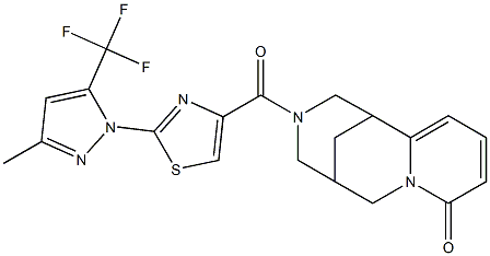 11-({2-[3-METHYL-5-(TRIFLUOROMETHYL)-1H-PYRAZOL-1-YL]-1,3-THIAZOL-4-YL}CARBONYL)-7,11-DIAZATRICYCLO[7.3.1.0~2,7~]TRIDECA-2,4-DIEN-6-ONE Struktur