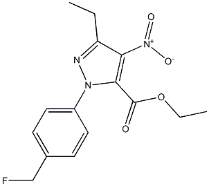 3-ETHYL-1-[(4-FLUOROMETHYL)PHENYL]-4-NITRO-1H-PYRAZOLE-5-CARBOXYLIC ACID ETHYL ESTER Struktur