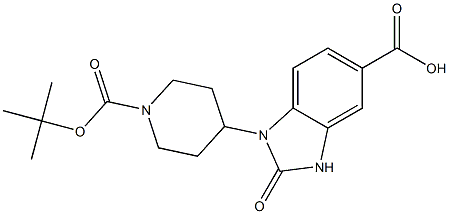 1-(1-BOC-PIPERIDIN-4-YL)-2-OXO-2,3-DIHYDRO-1H-BENZOIMIDAZOLE-5-CARBOXYLIC ACID Struktur