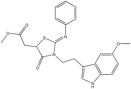 METHYL 2-[3-[2-(5-METHOXY-1H-INDOL-3-YL)ETHYL]-4-OXO-2-(PHENYLIMINO)-1,3-THIAZOLIDIN-5-YL]ACETATE Struktur