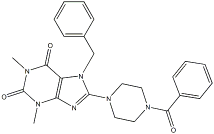 8-(4-BENZOYLPIPERAZIN-1-YL)-7-BENZYL-1,3-DIMETHYL-3,7-DIHYDRO-1H-PURINE-2,6-DIONE Struktur