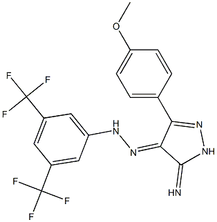 (4E)-5-IMINO-3-(4-METHOXYPHENYL)-1,5-DIHYDRO-4H-PYRAZOL-4-ONE [3,5-BIS(TRIFLUOROMETHYL)PHENYL]HYDRAZONE Struktur