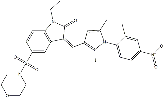 (Z)-3-((2,5-DIMETHYL-1-(2-METHYL-4-NITROPHENYL)-1H-PYRROL-3-YL)METHYLENE)-1-ETHYL-5-(MORPHOLINOSULFONYL)INDOLIN-2-ONE Struktur