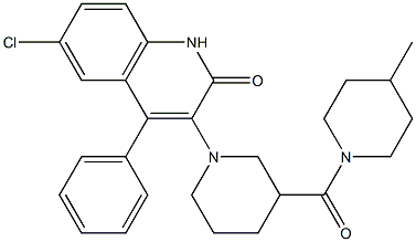 6-CHLORO-4-PHENYL-3-[3-((4-METHYLPIPERIDIN-1-YL)CARBONYL)PIPERIDIN-1-YL]QUINOLIN-2(1H)-ONE Struktur