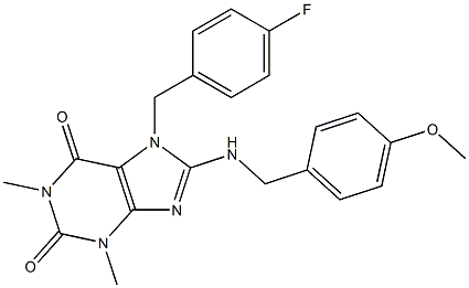 7-(4-FLUOROBENZYL)-8-[(4-METHOXYBENZYL)AMINO]-1,3-DIMETHYL-3,7-DIHYDRO-1H-PURINE-2,6-DIONE Struktur