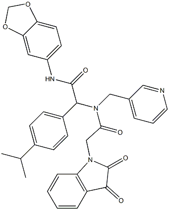 N-(BENZO[D][1,3]DIOXOL-5-YL)-2-(2-(2,3-DIOXOINDOLIN-1-YL)-N-(PYRIDIN-3-YLMETHYL)ACETAMIDO)-2-(4-ISOPROPYLPHENYL)ACETAMIDE Struktur