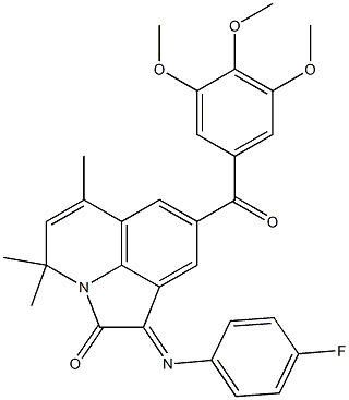 (E)-1-(4-FLUOROPHENYLIMINO)-4,4,6-TRIMETHYL-8-(3,4,5-TRIMETHOXYBENZOYL)-1H-PYRROLO[3,2,1-IJ]QUINOLIN-2(4H)-ONE Struktur