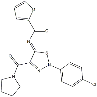 N-[(5Z)-2-(4-CHLOROPHENYL)-4-(PYRROLIDIN-1-YLCARBONYL)-1,2,3-THIADIAZOL-5(2H)-YLIDENE]-2-FURAMIDE Struktur