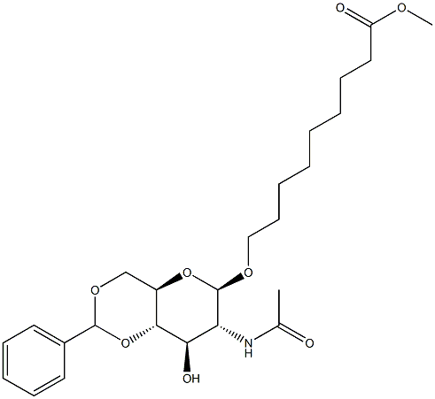 8-METHOXYCARBONYLOCT-1-YL 2-ACETAMIDO-4,6-O-BENZYLIDENE-2-DEOXY-BETA-D-GLUCOPYRANOSIDE Struktur